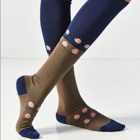 Out From Under Flower Colorblock Knee Socks - Picture 1 of 2